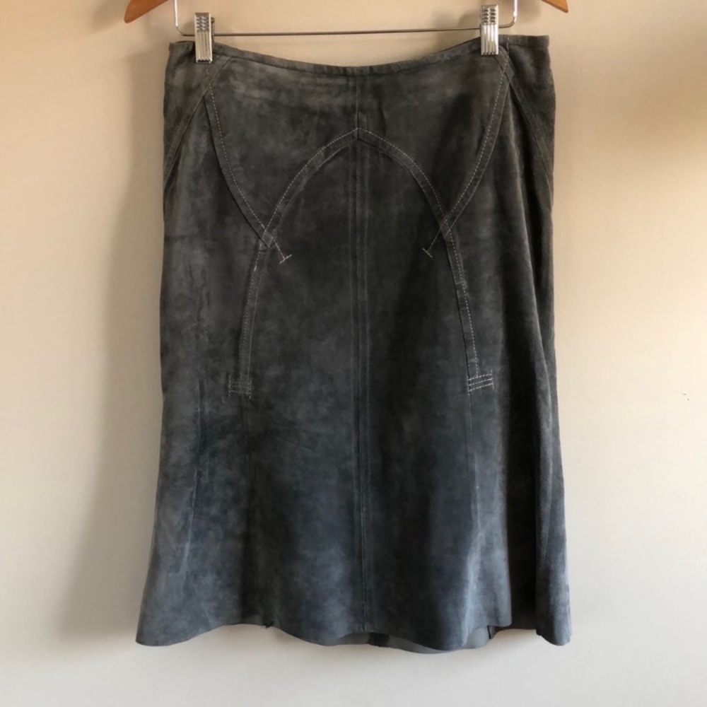 Vintage Danier genuine suede leather midi skirt grey size Medium